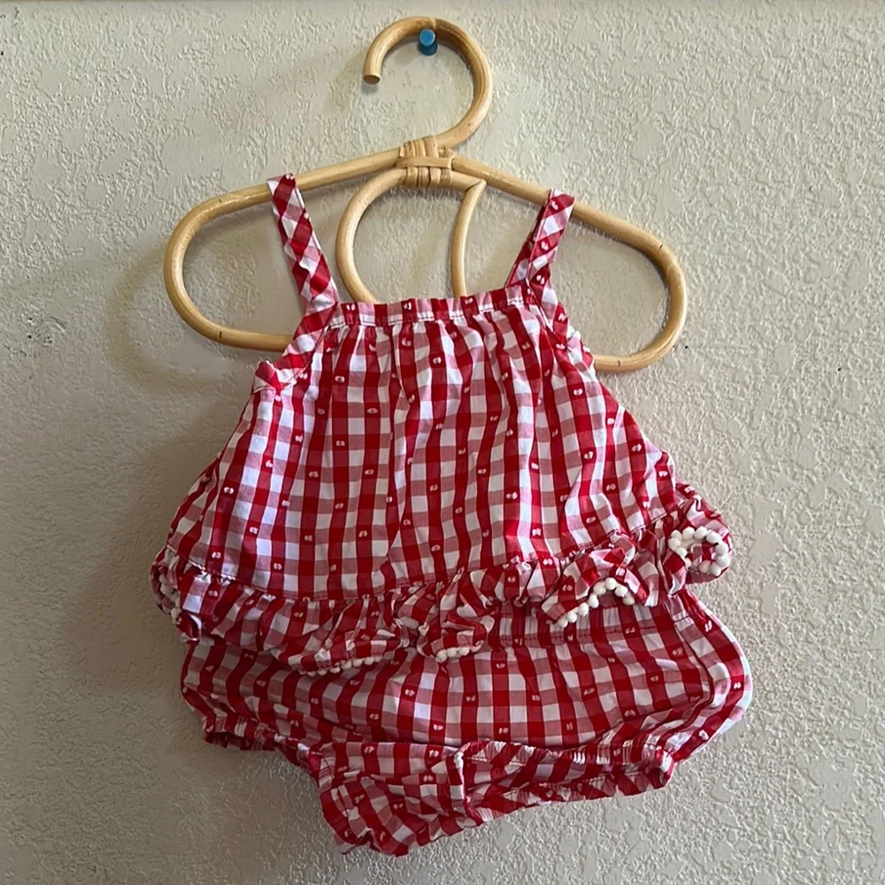 Cat & Jack | Gingnam Plaid Top With Bloomers | 3-6months